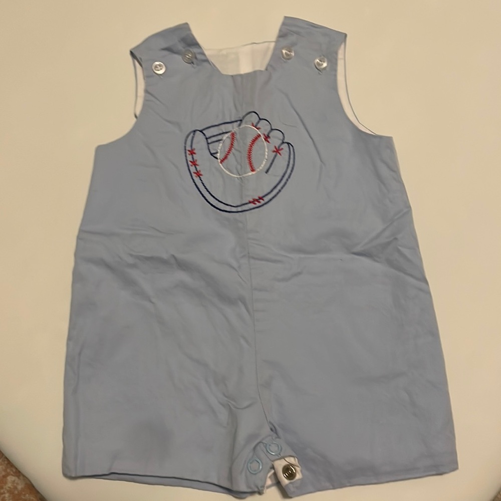 Bailey Boys baseball embroidered romper 3 months - excellent condition